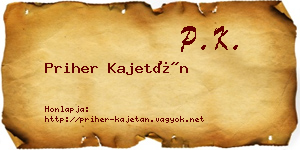 Priher Kajetán névjegykártya